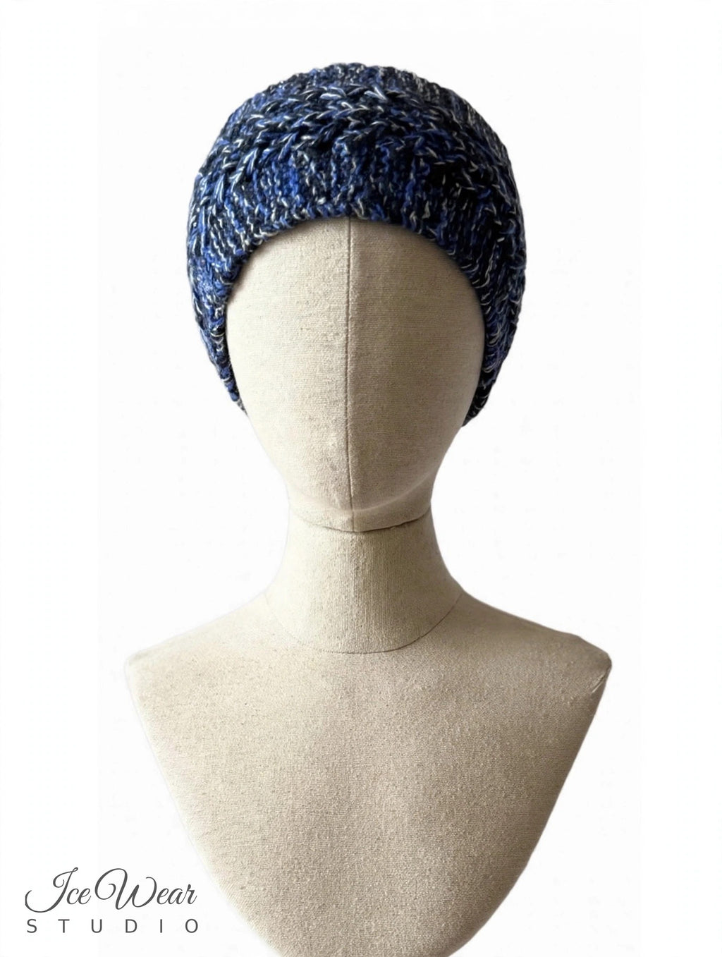 Blue/White Marled Cable Headband