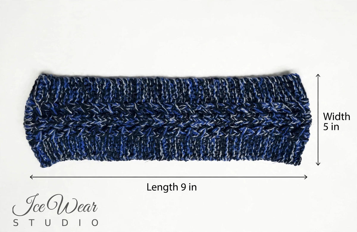 Blue/White Marled Cable Headband