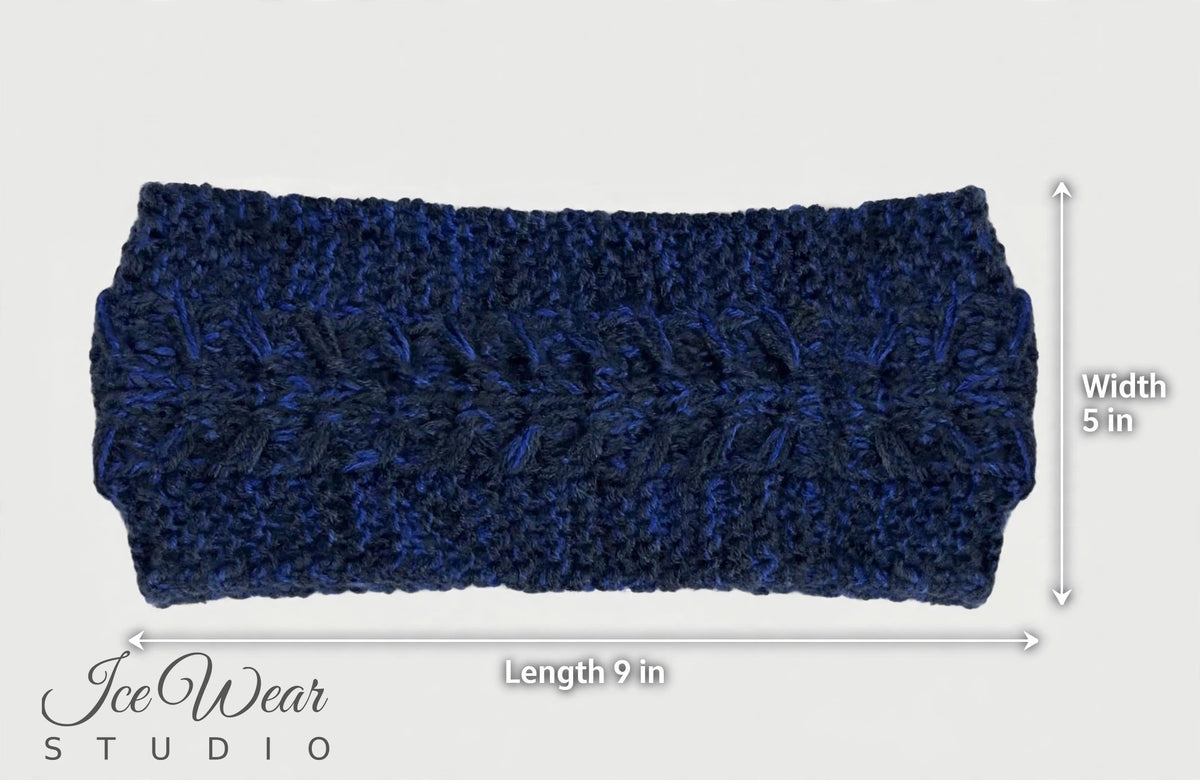 Blue/Black Marled Cable Headband