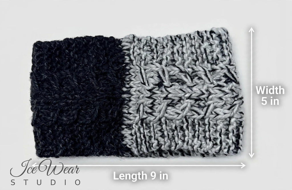 Grey Marled Two-Tone Cable Headband Multicolor