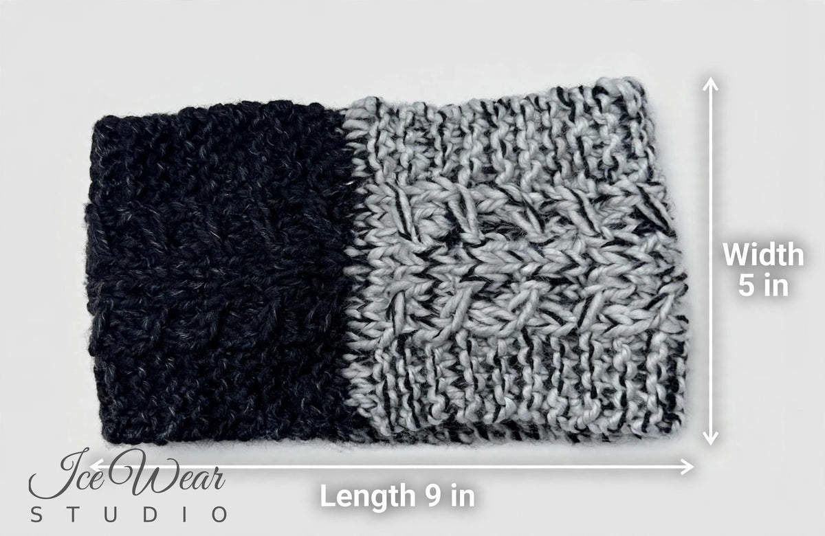 Grey Marled Two-Tone Cable Headband Multicolor