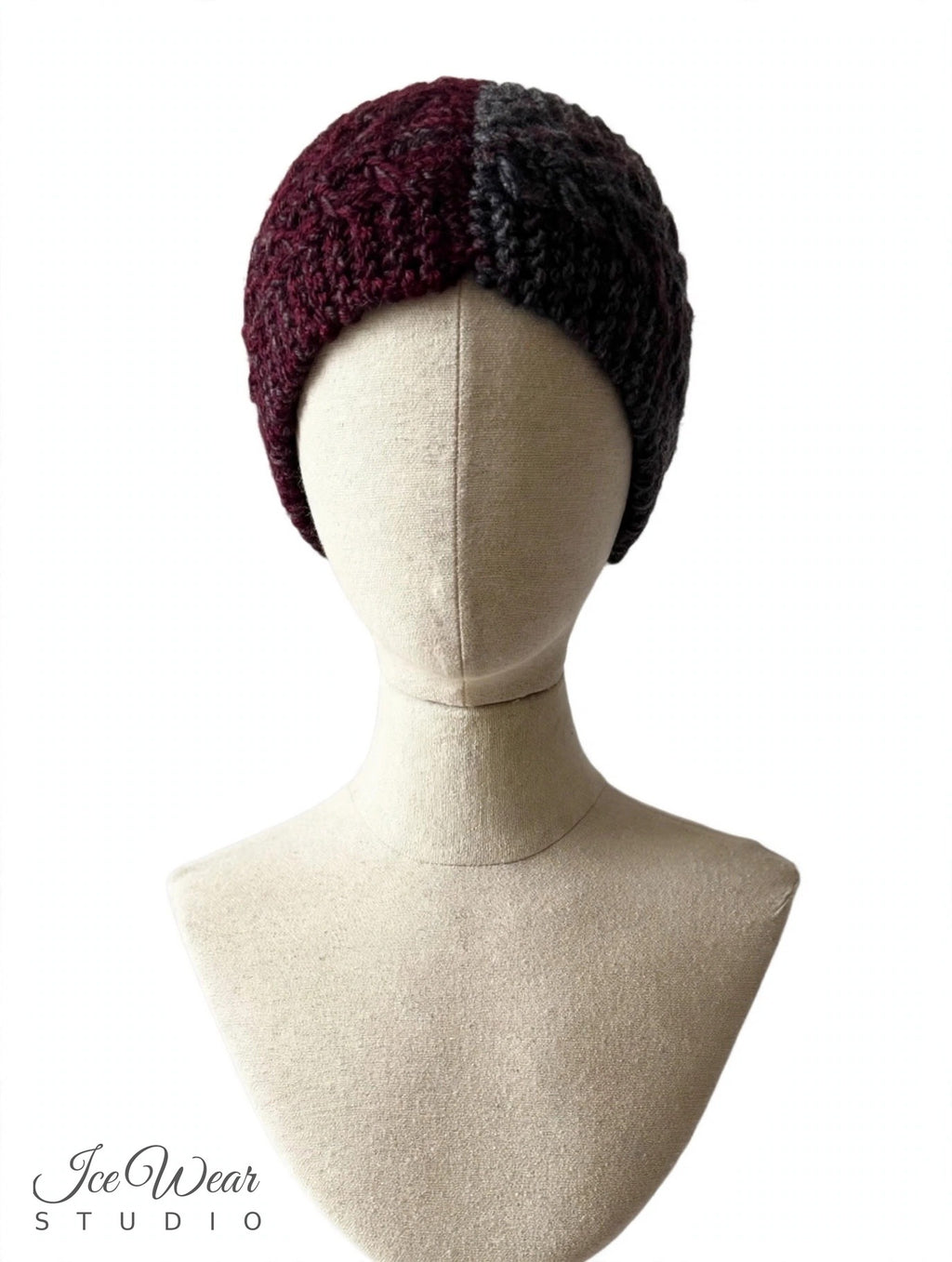 Burgundy Two-Tone Cable Headband Multicolor