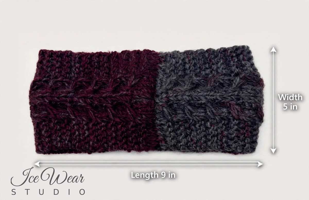 Burgundy Two-Tone Cable Headband Multicolor