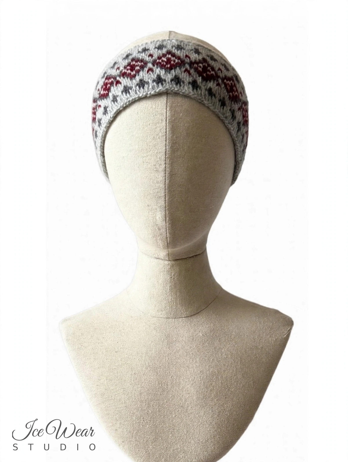 Grey Red Diamond Icelandic Pattern Headband