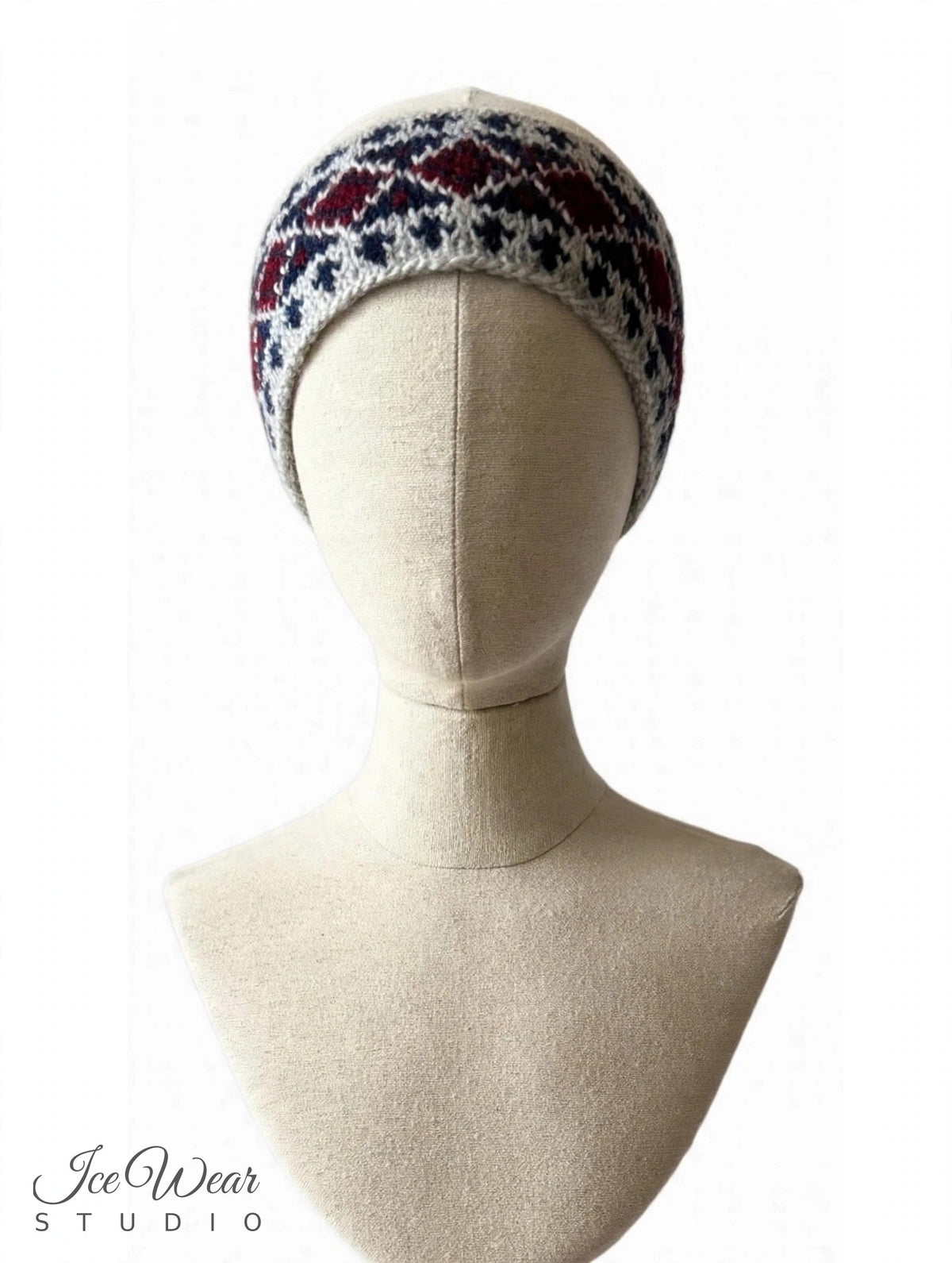 Grey Navy Red Diamond Icelandic Pattern Headband