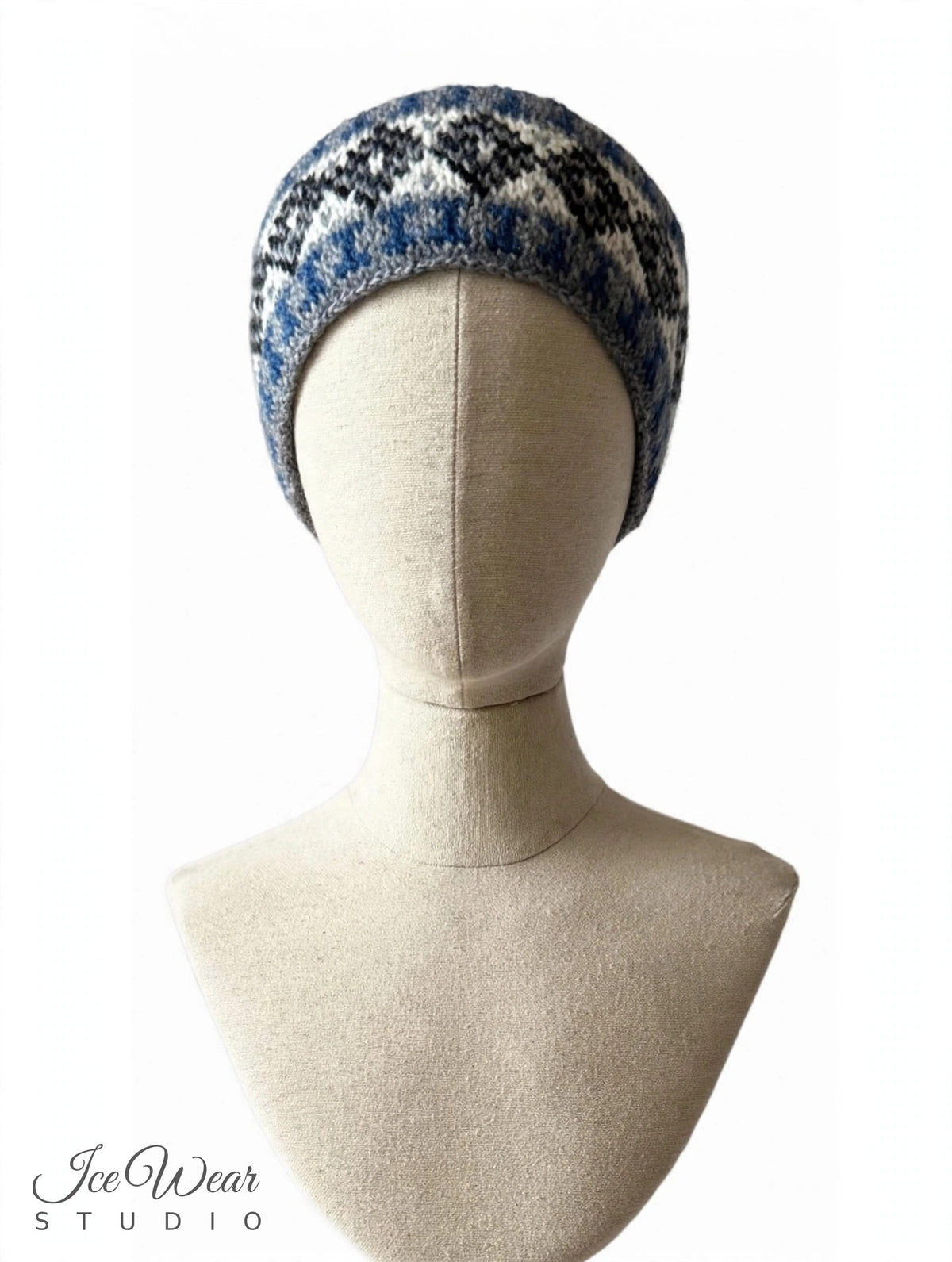 Blue White Black Diamond Icelandic Pattern Headband