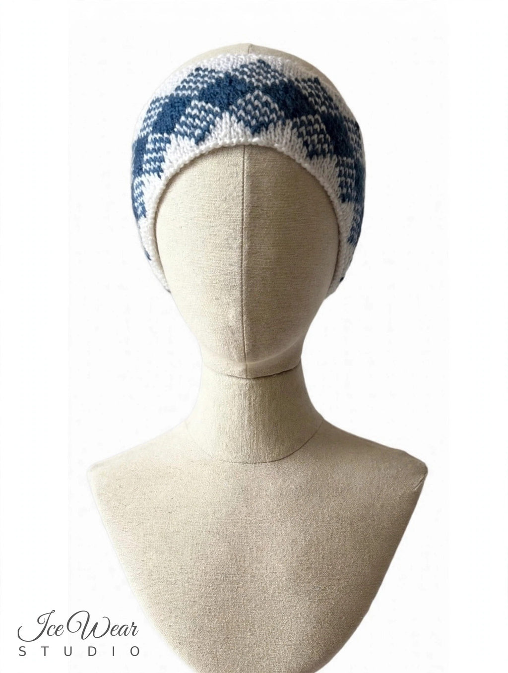 Blue White Diamond Icelandic Pattern Headband