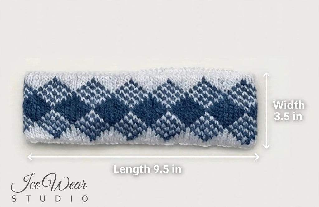 Blue White Diamond Icelandic Pattern Headband