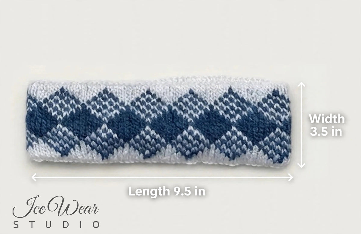 Blue White Diamond Icelandic Pattern Headband