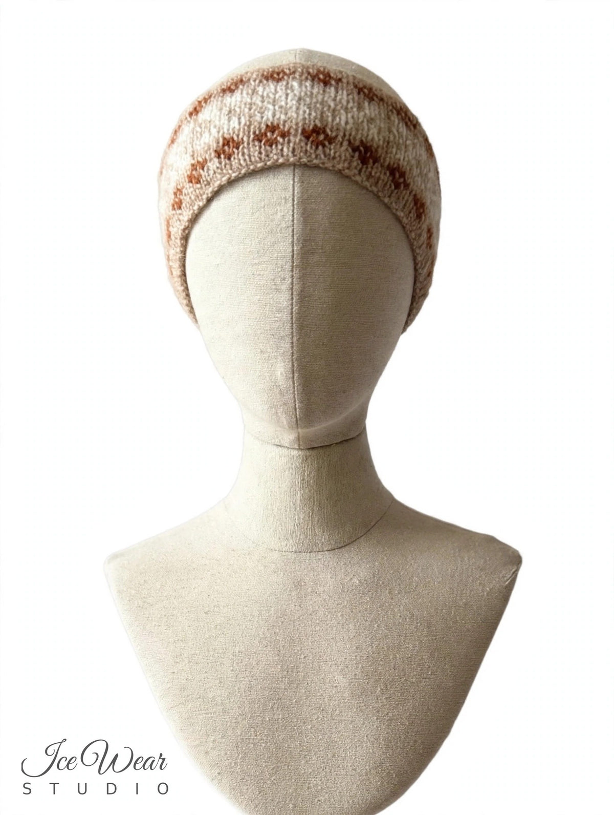 Beige Brown Diamond Icelandic Pattern Headband