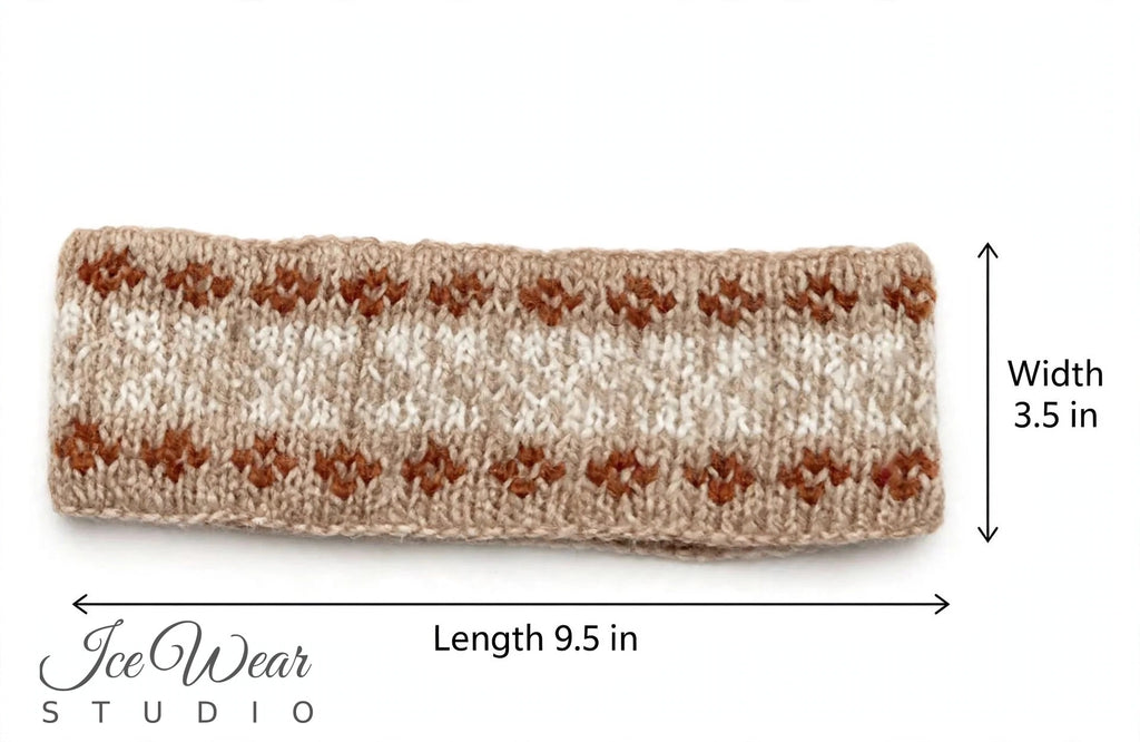 Beige Brown Diamond Icelandic Pattern Headband
