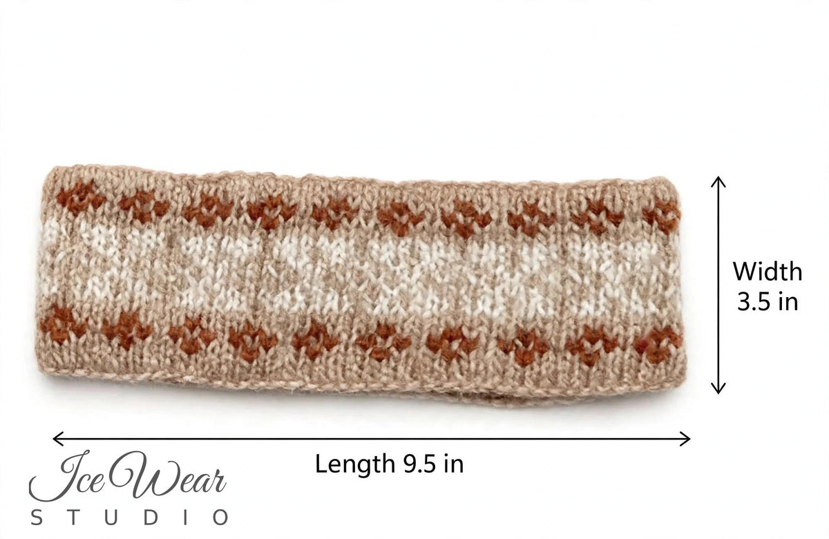 Beige Brown Diamond Icelandic Pattern Headband