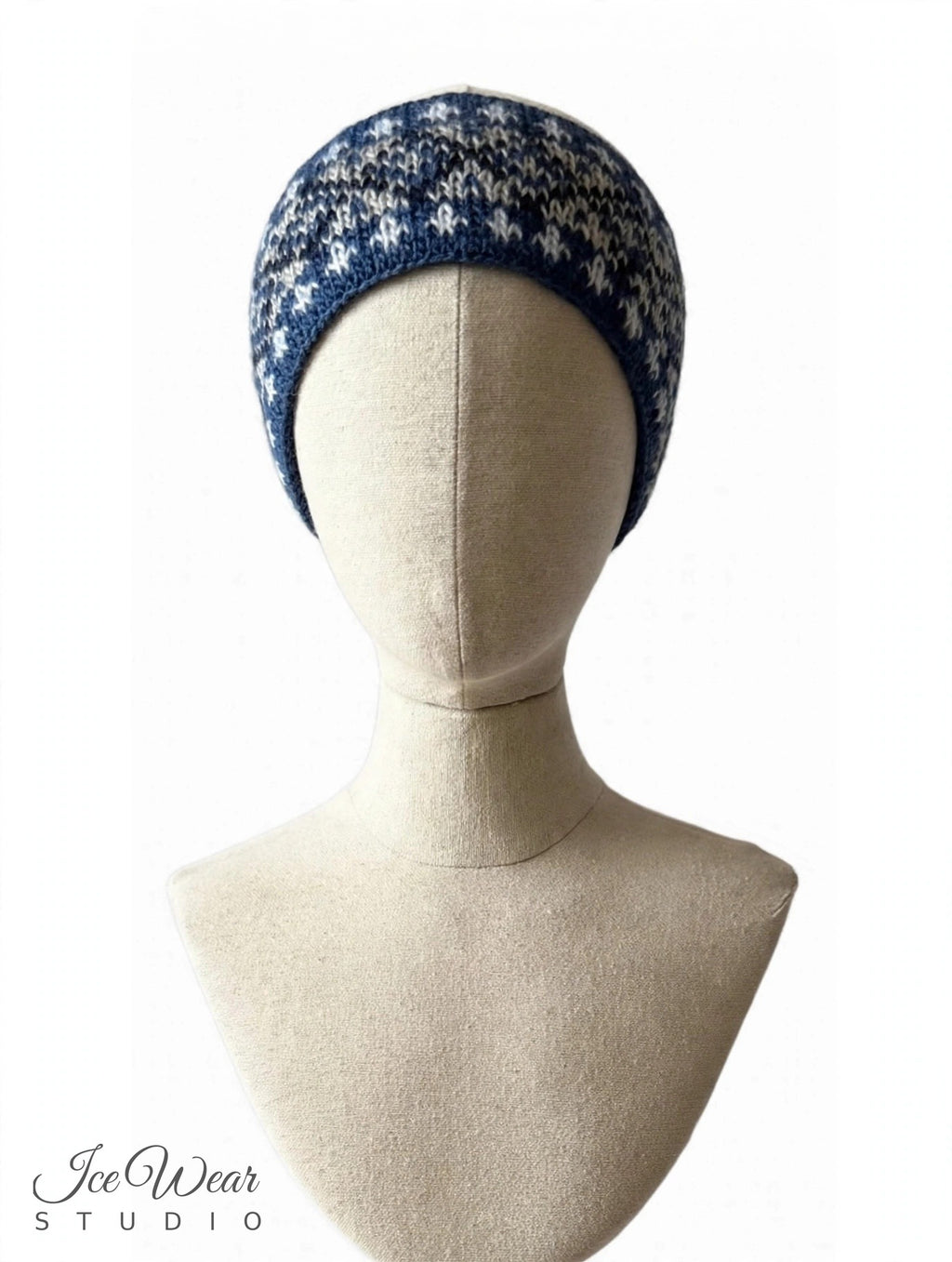 Denim Blue White Grey Icelandic Pattern Headband