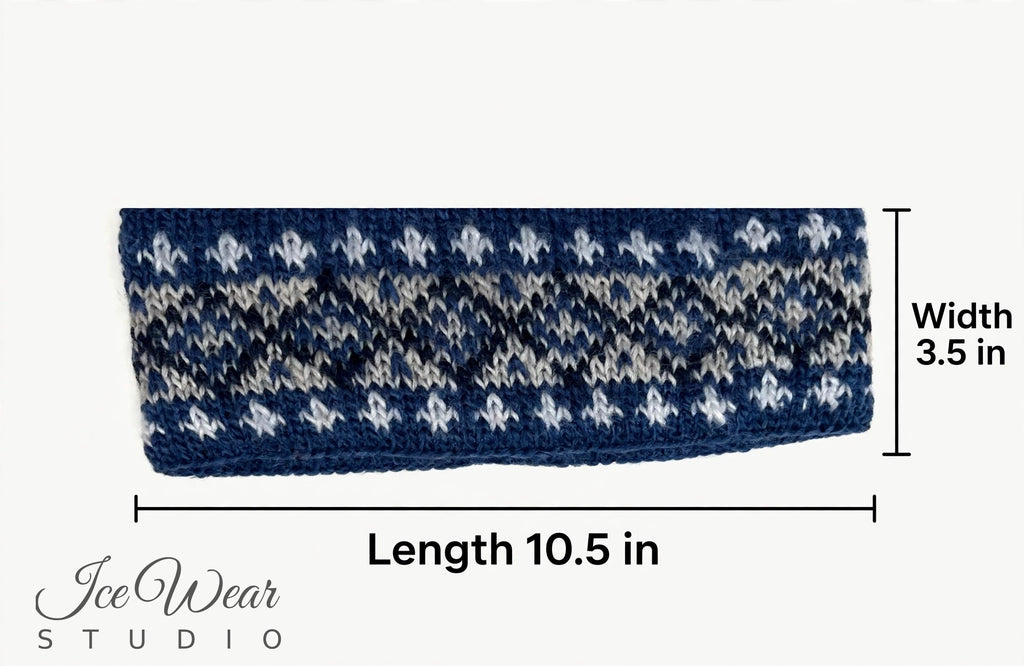 Denim Blue White Grey Icelandic Pattern Headband
