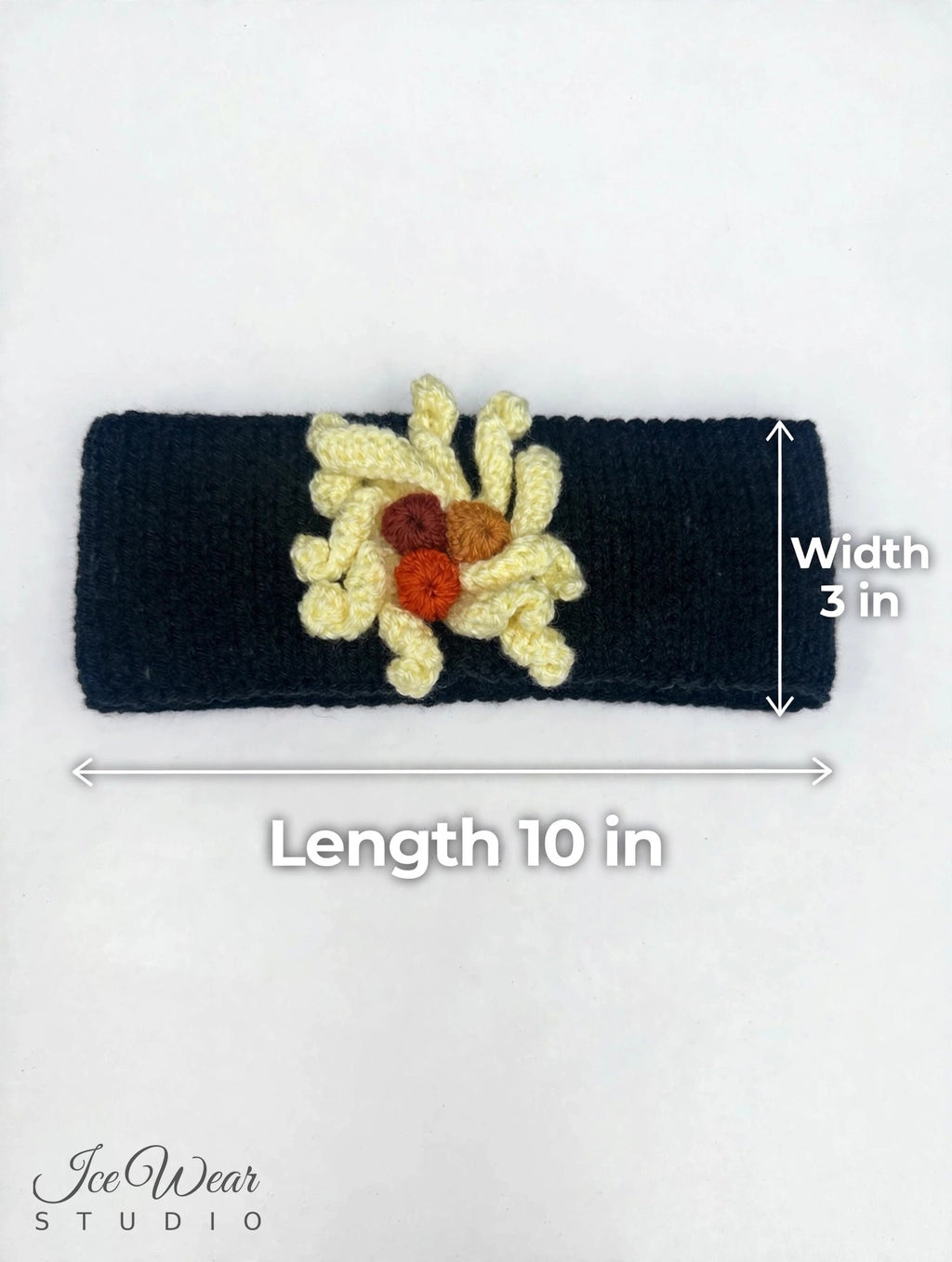 Black Cream Crochet Flower Headband