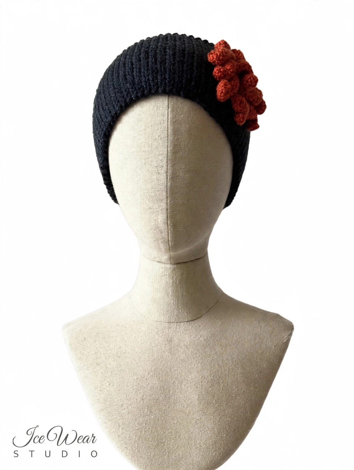 Black Rust Crochet Flower Headband