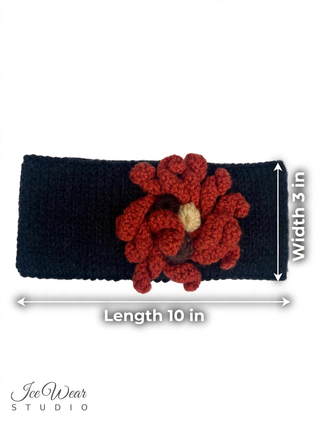 Black Rust Crochet Flower Headband