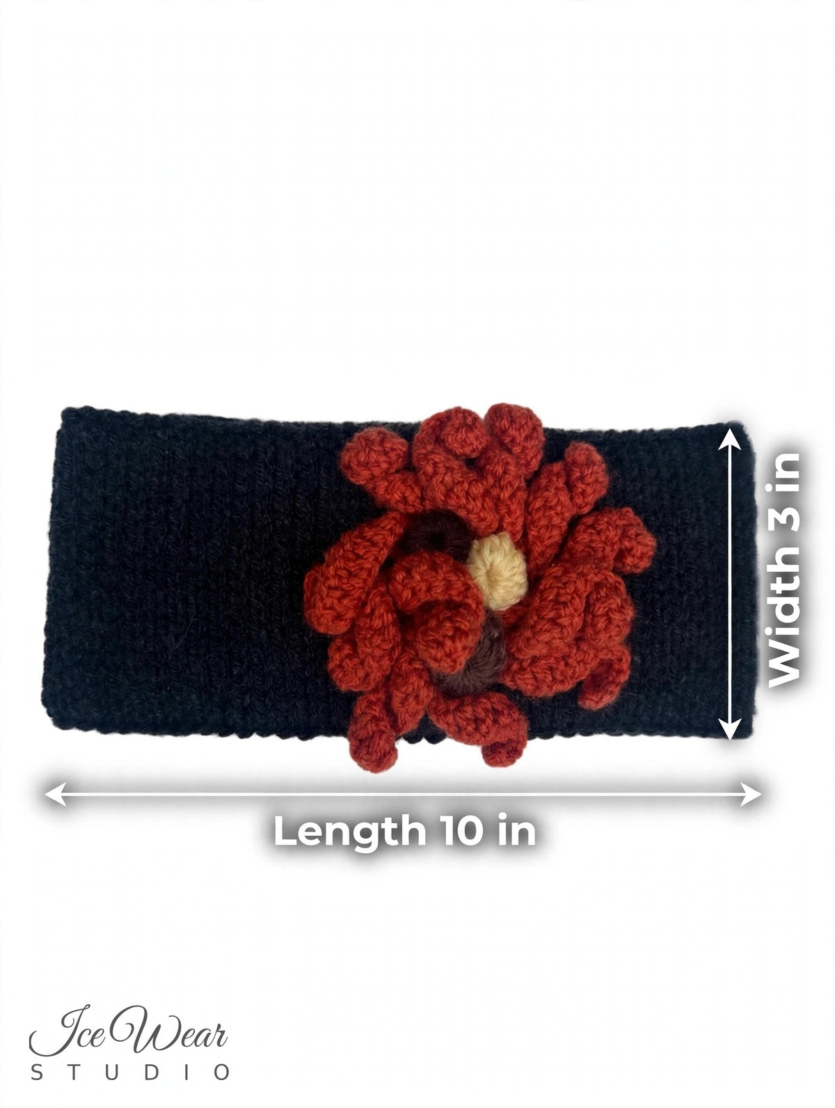 Black Rust Crochet Flower Headband
