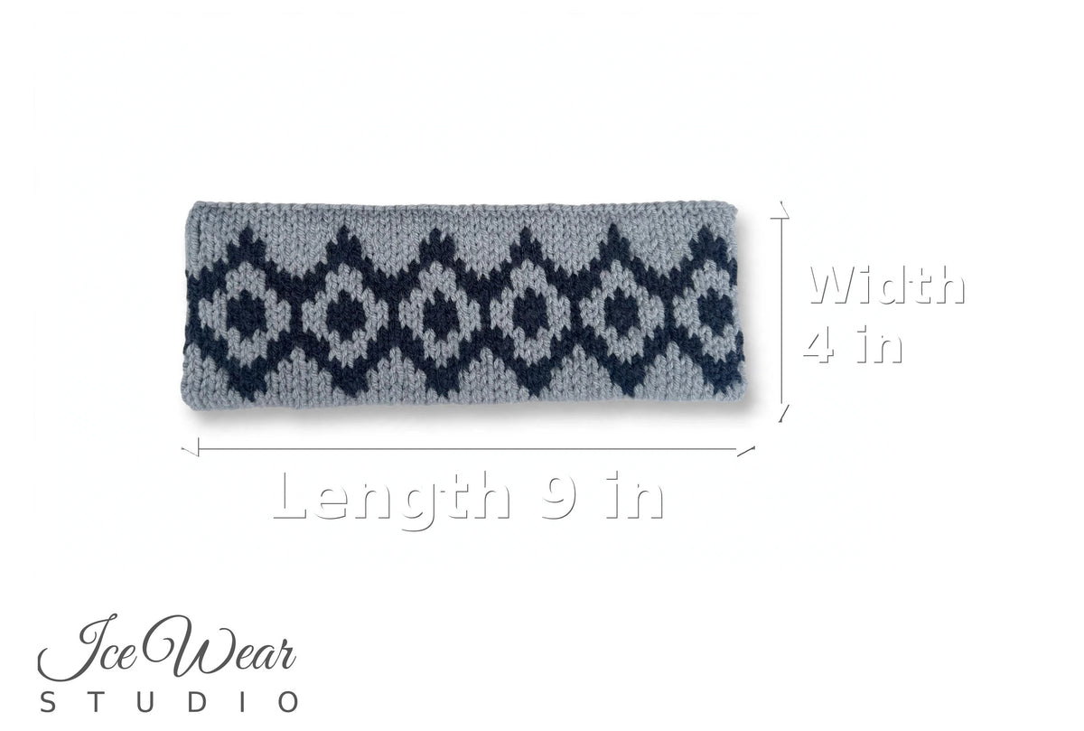 Light Gray Navy Diamond Headband
