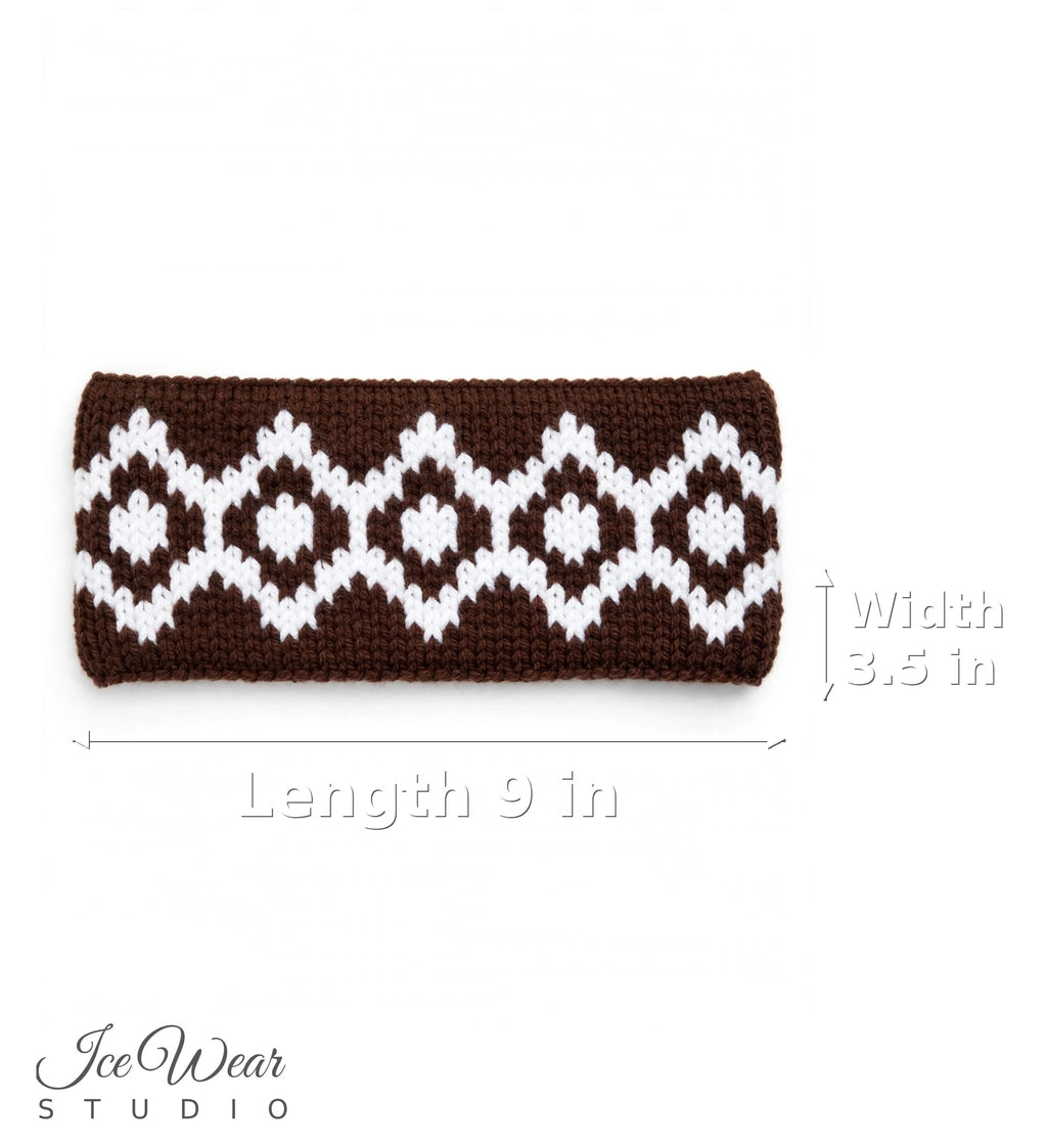 Dark Brown White Diamond Headband