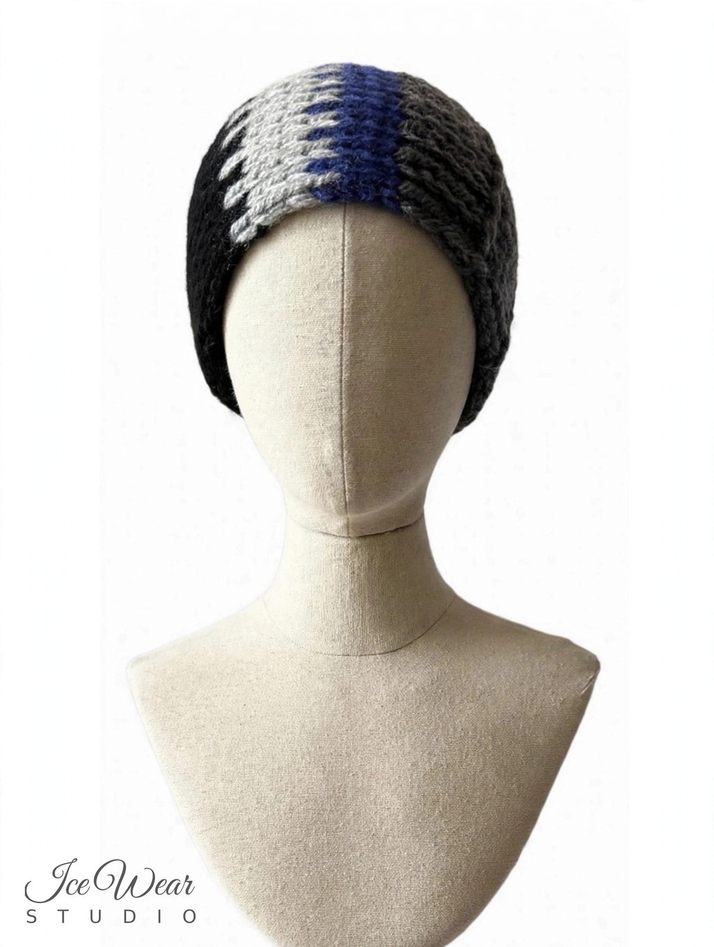 Black Blue Gray Striped Headband