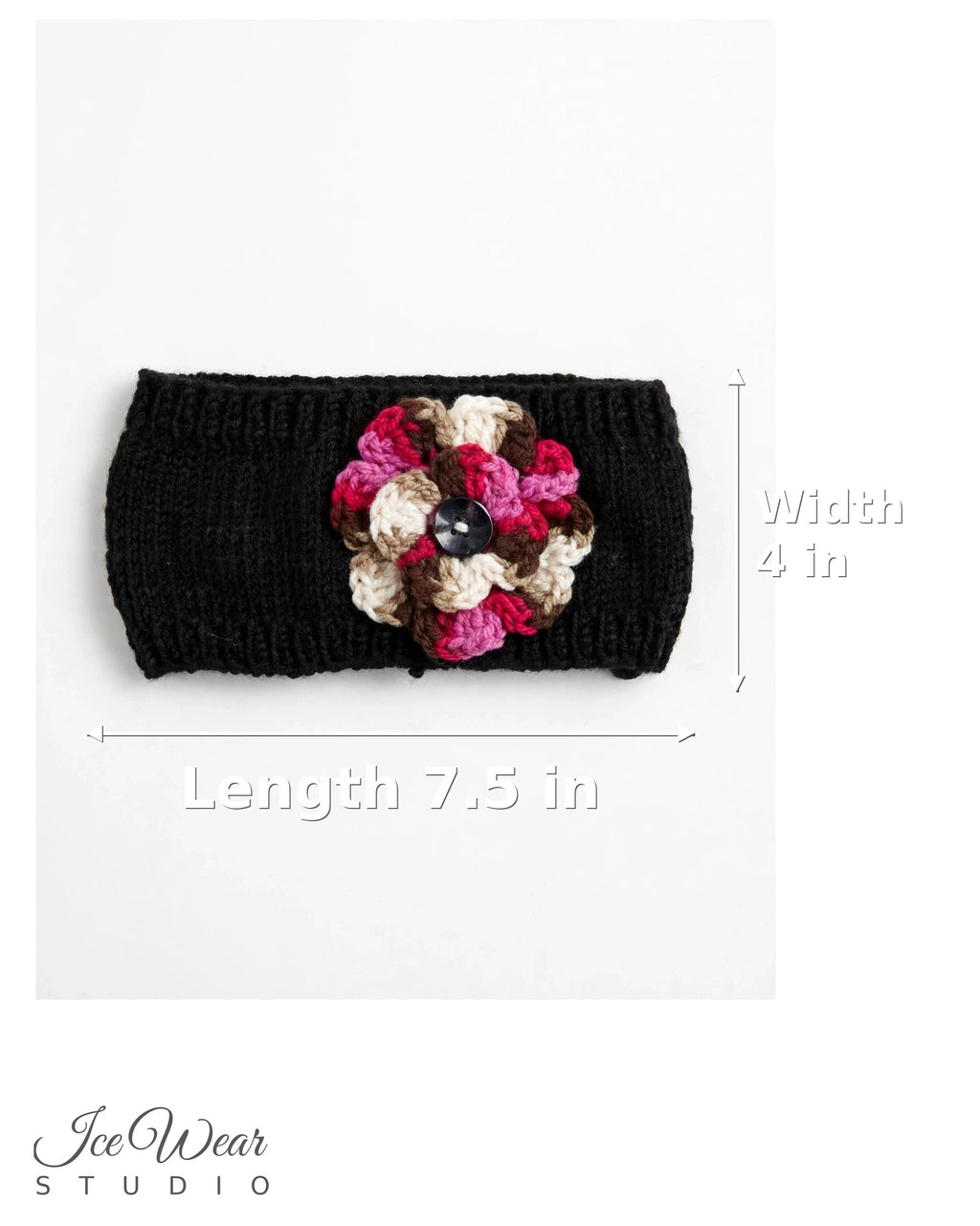 Black Multicolor Crochet Flower Headband