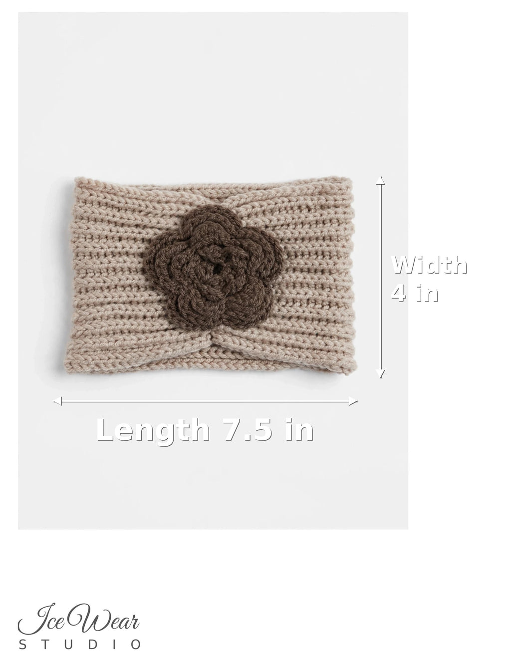 Beige Dark Brown Crochet Flower Headband