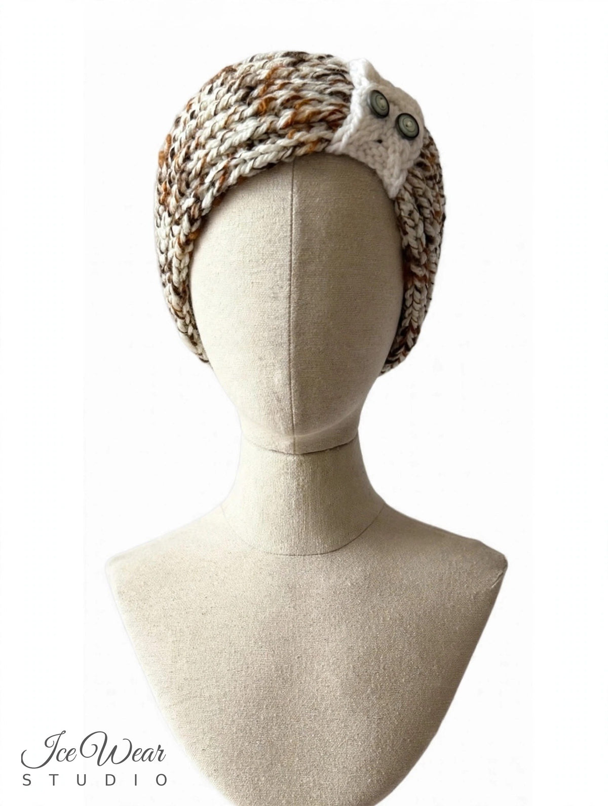 Brown White Marled Bow Headband