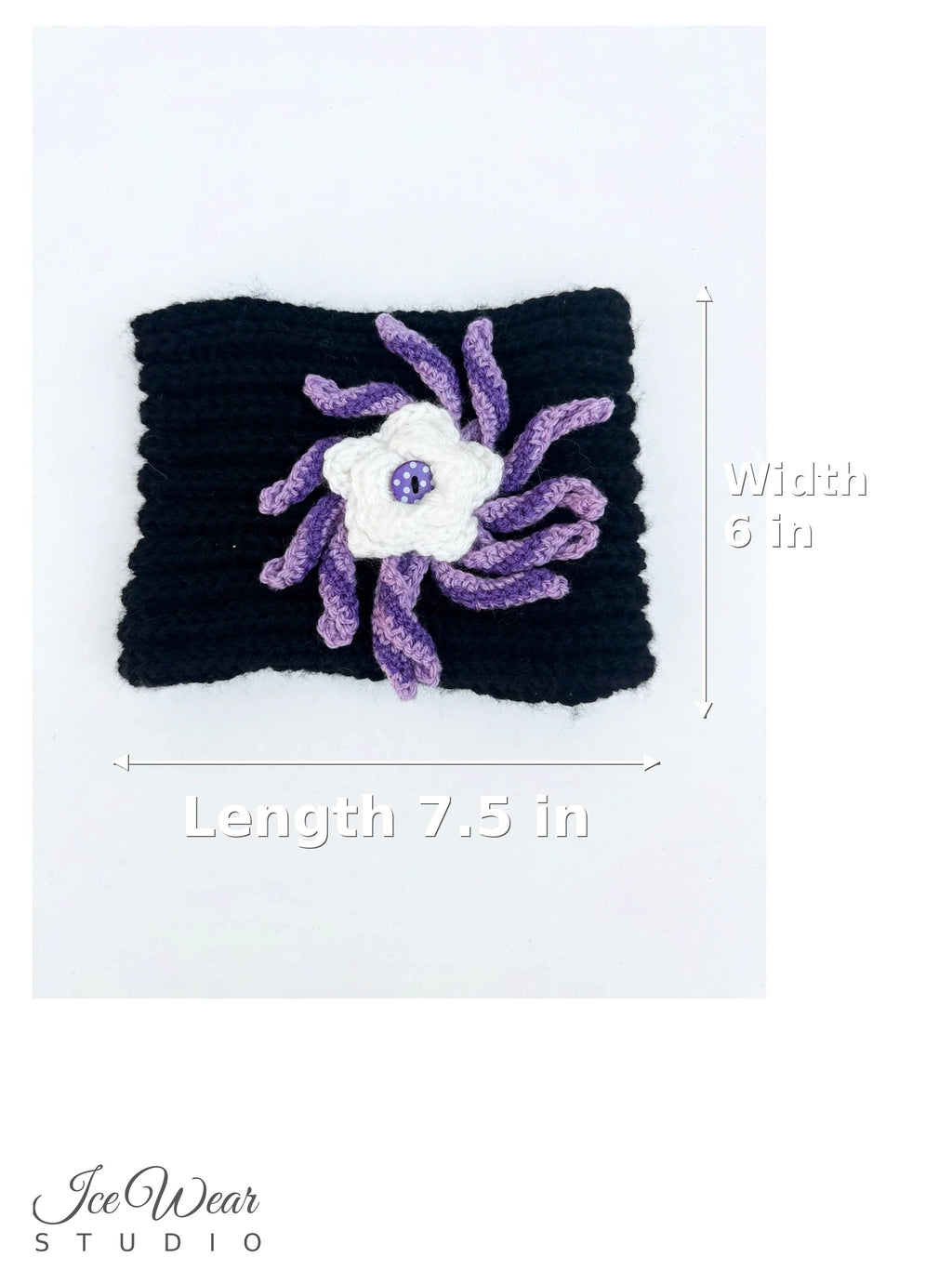 Black Purple Crochet Flower Headband