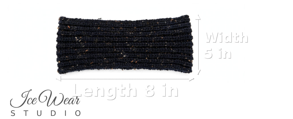 Dark Blue Tweed Ribbed Headband