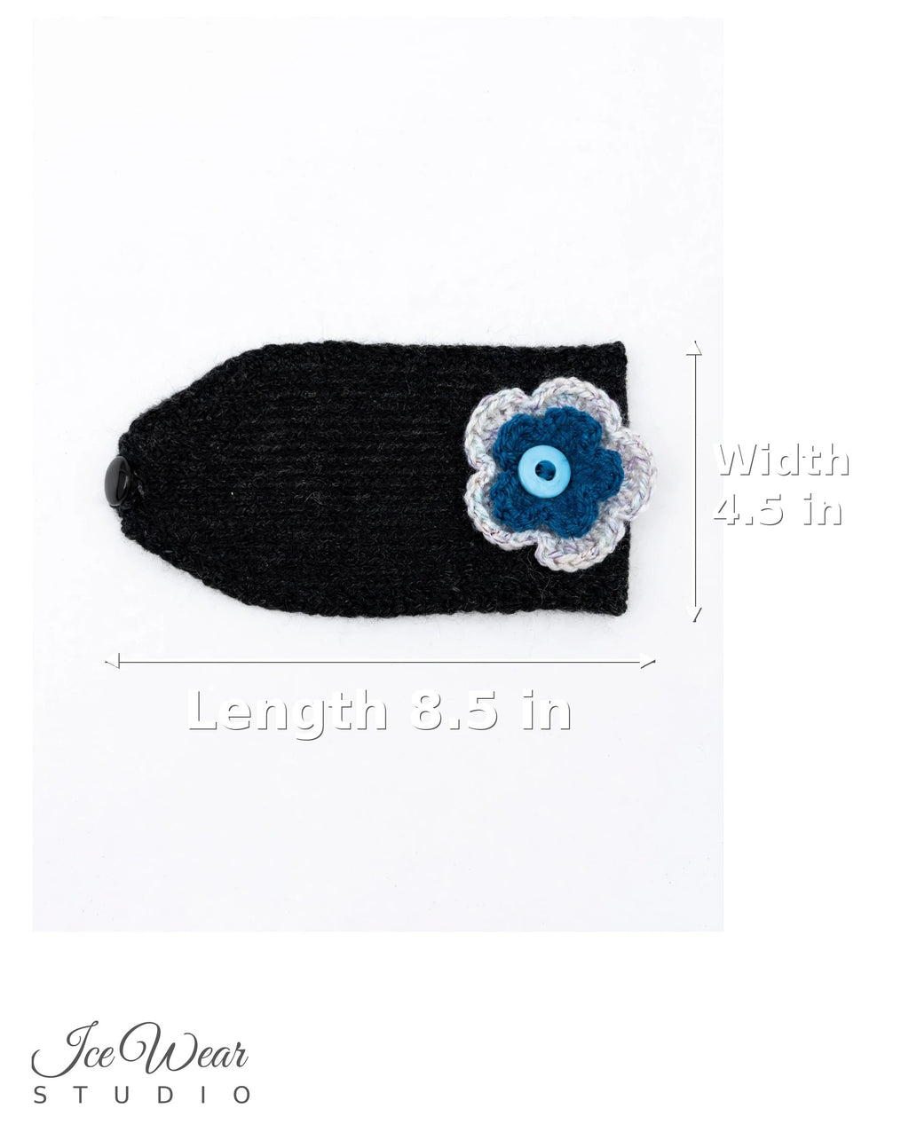 Black Blue Crochet Flower Headband