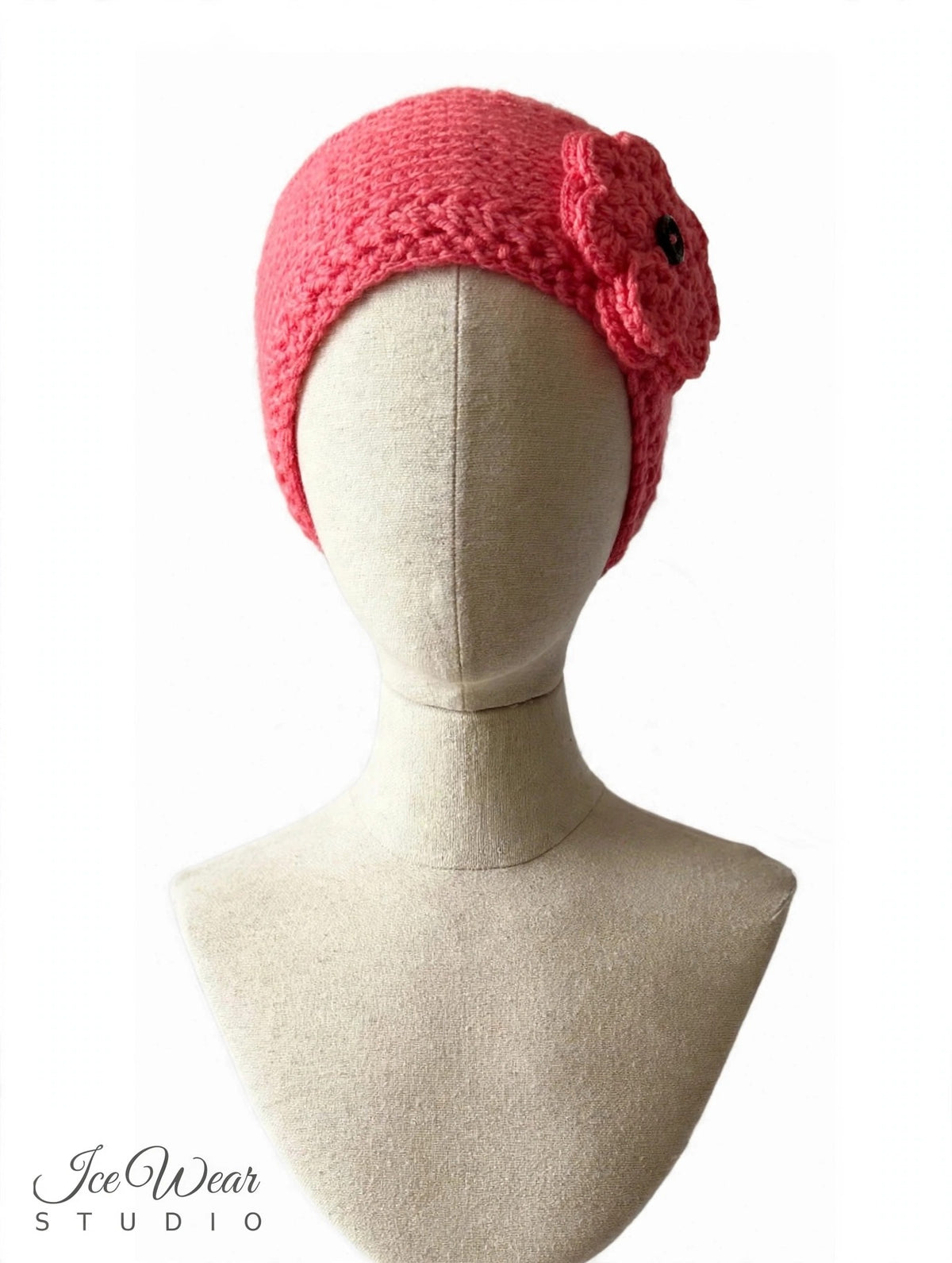 Coral Crochet Flower Headband