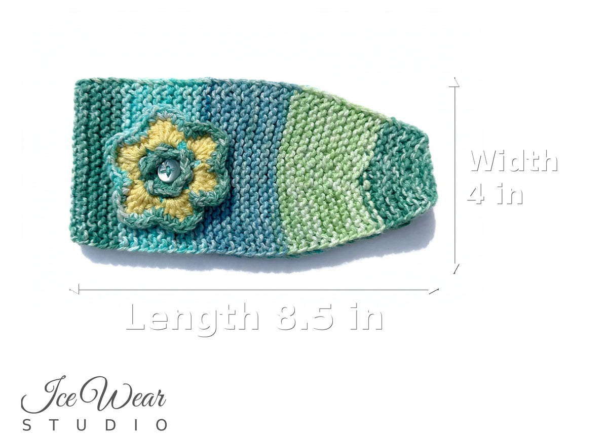 Green Blue Crochet Flower Headband