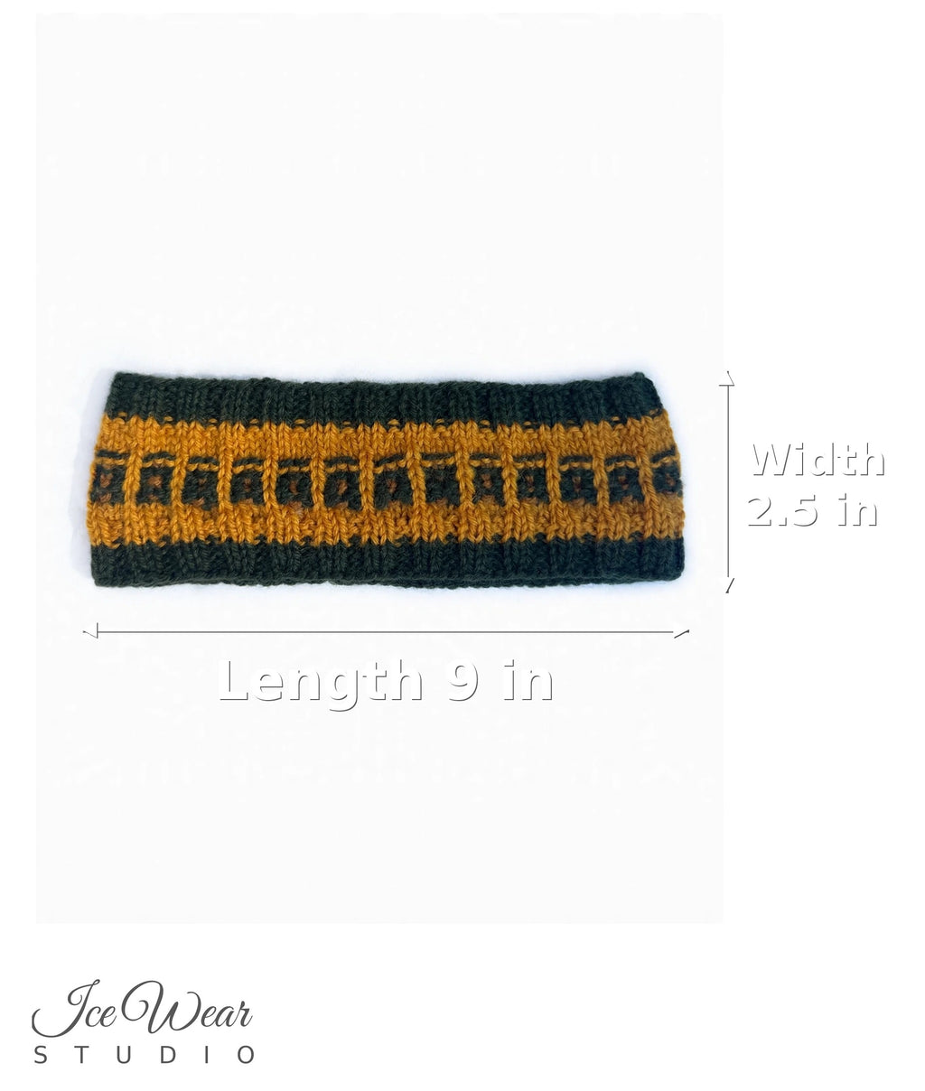 Dark Green Icelandic Pattern Headband