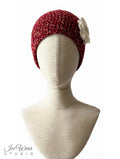 Burgundy Tweed Ruffled Flower Headband