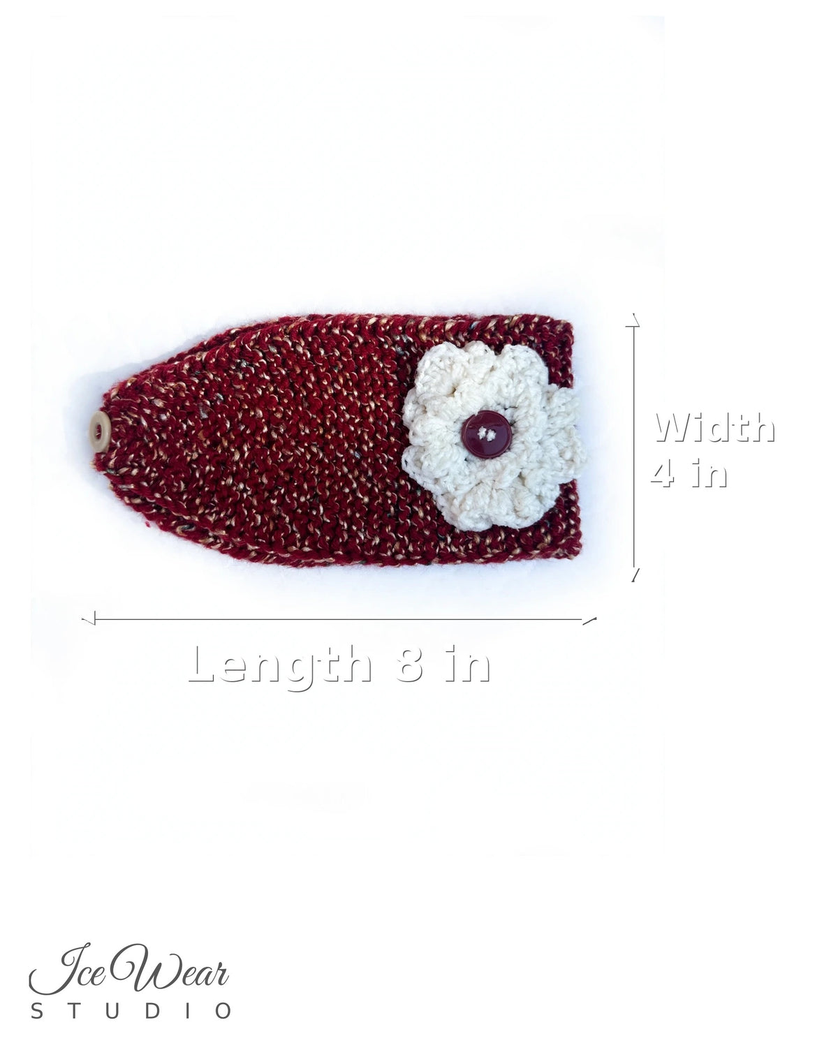 Burgundy Tweed Flower Button Headband