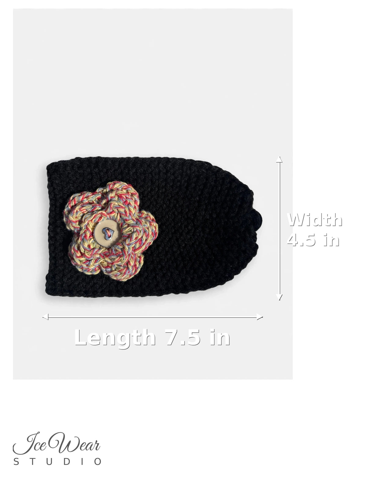 Black Multicolor Flower Button Headband