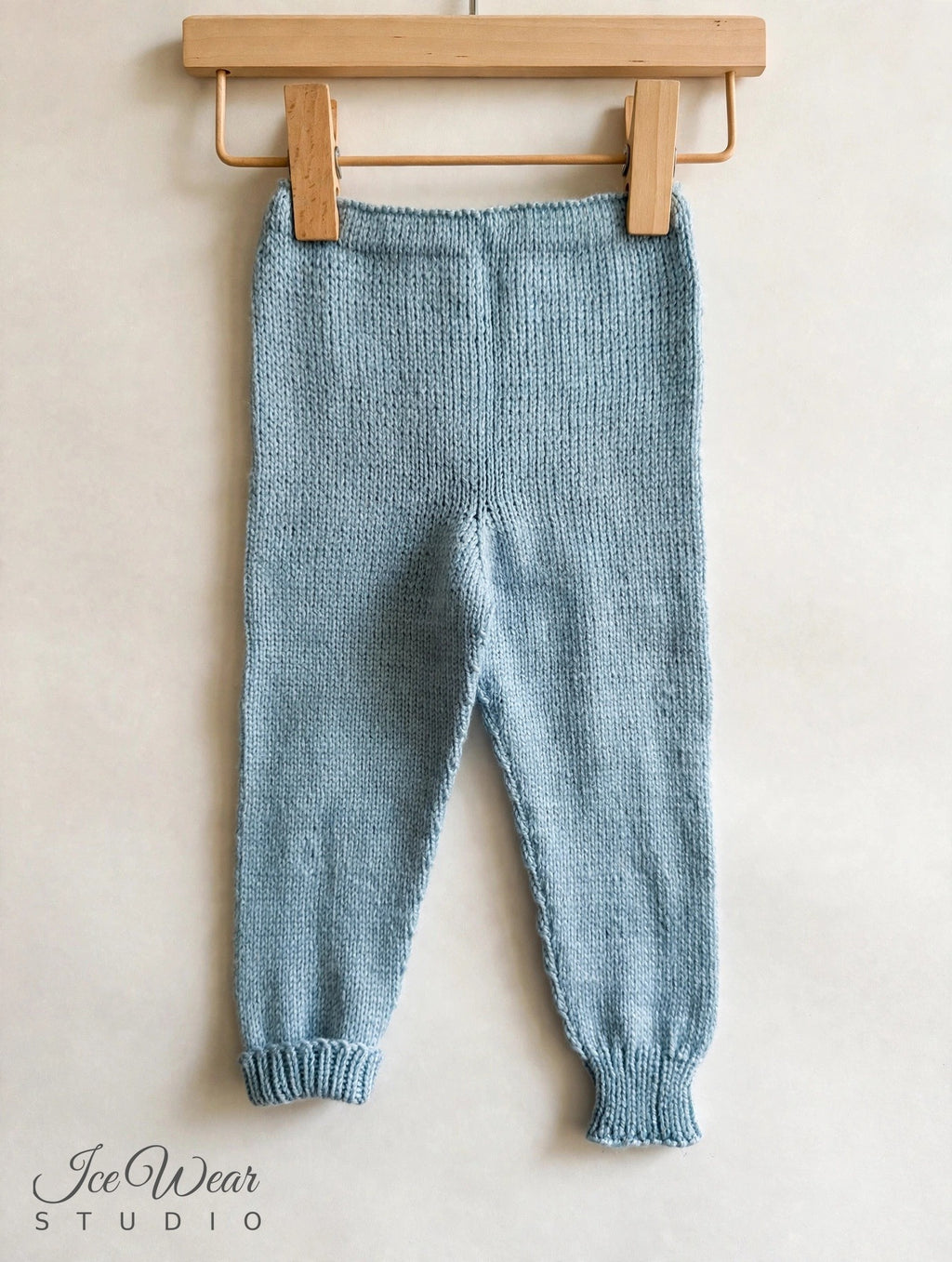 Hand-Knitted Baby Pants — Light Blue