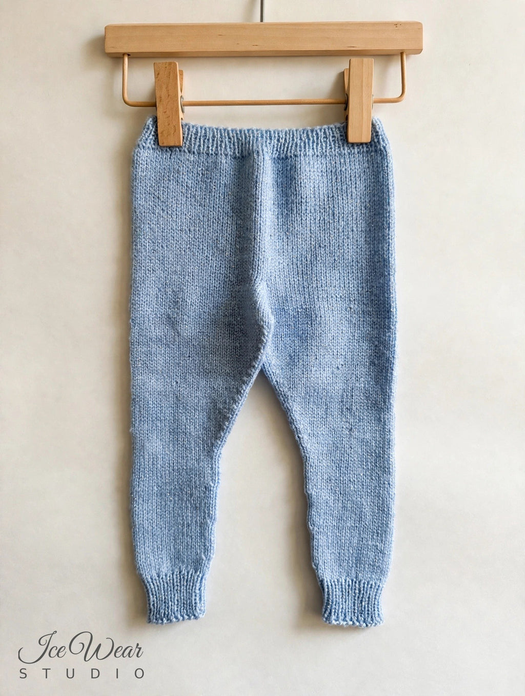 Hand-Knitted Baby Pants — Sparkle Light Blue