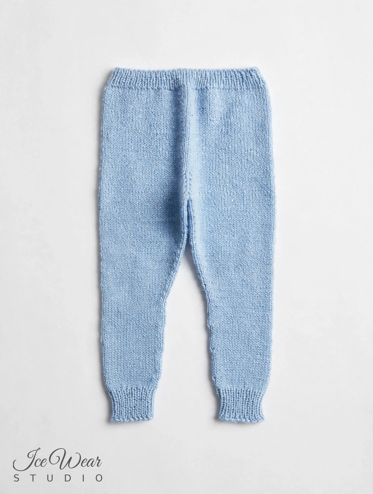 Hand-Knitted Baby Pants — Sparkle Light Blue