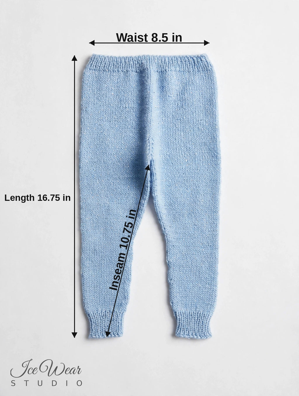 Hand-Knitted Baby Pants — Sparkle Light Blue