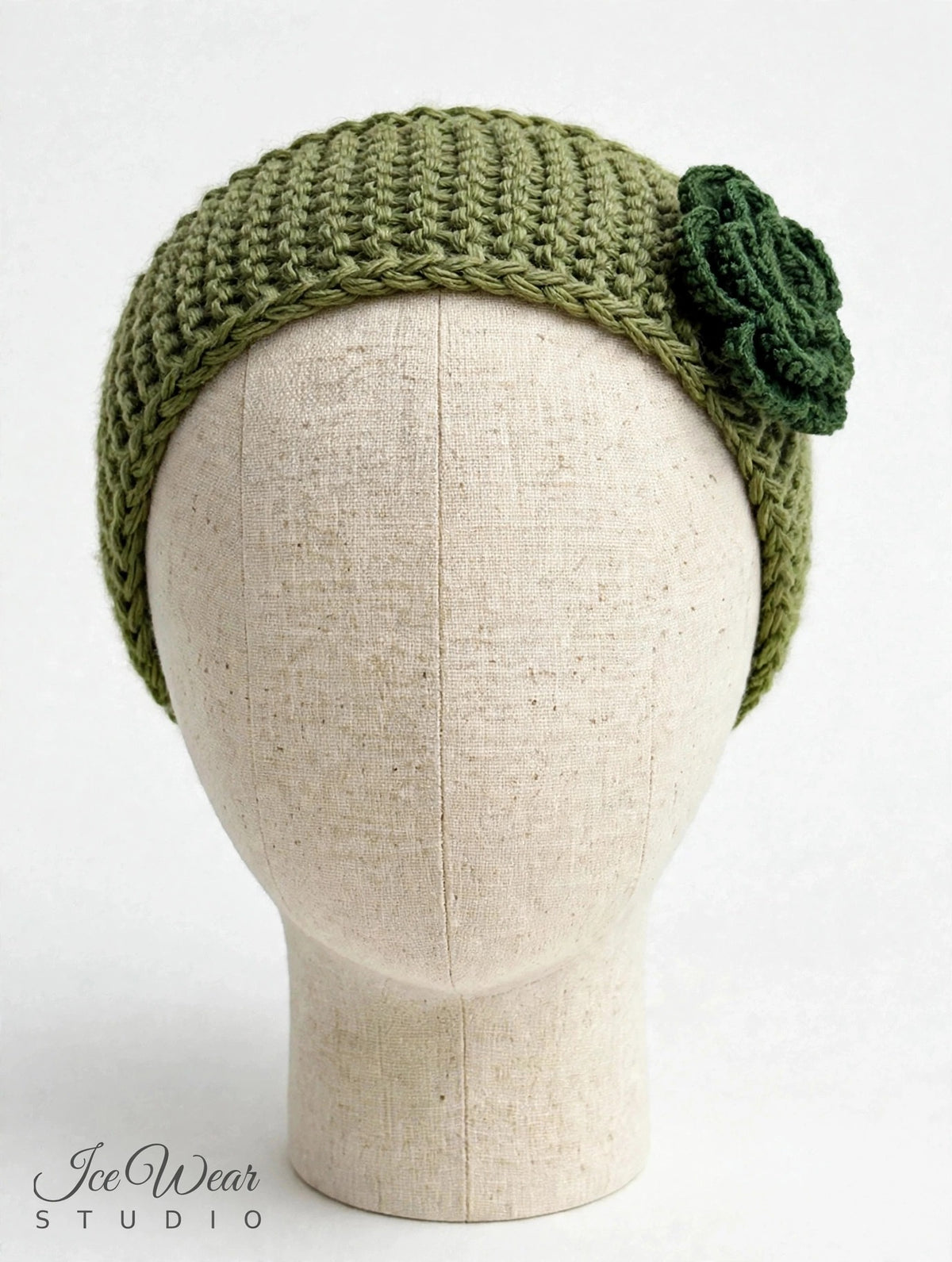 Kids Olive Crochet Flower Headband