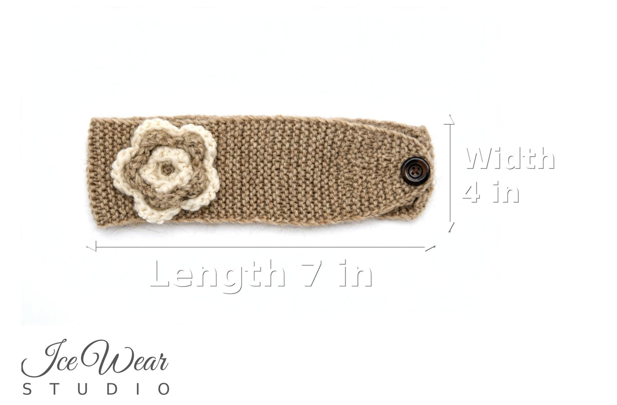 Kids Tan Crochet Flower Headband