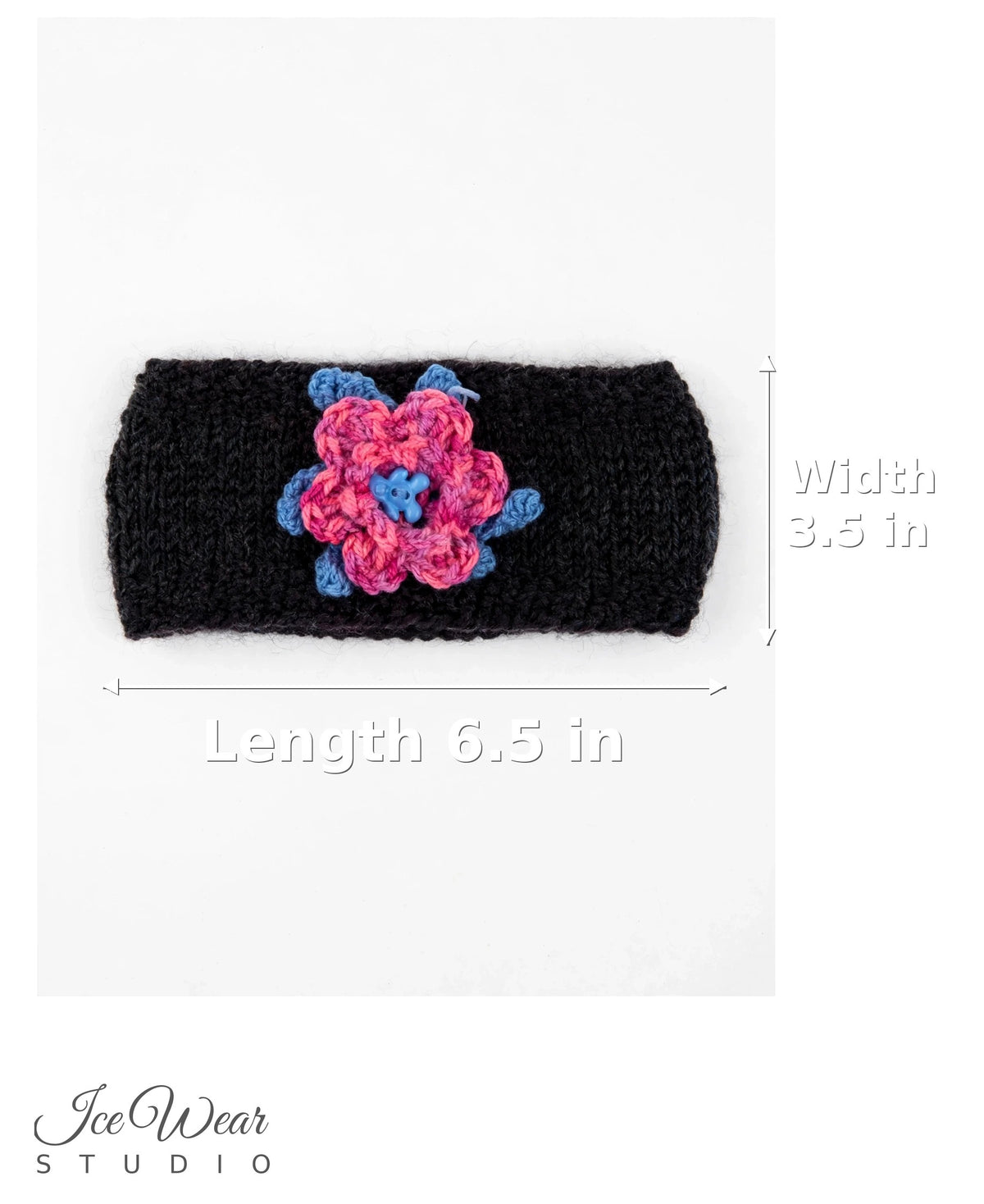 Kids Black Crochet Flower Headband