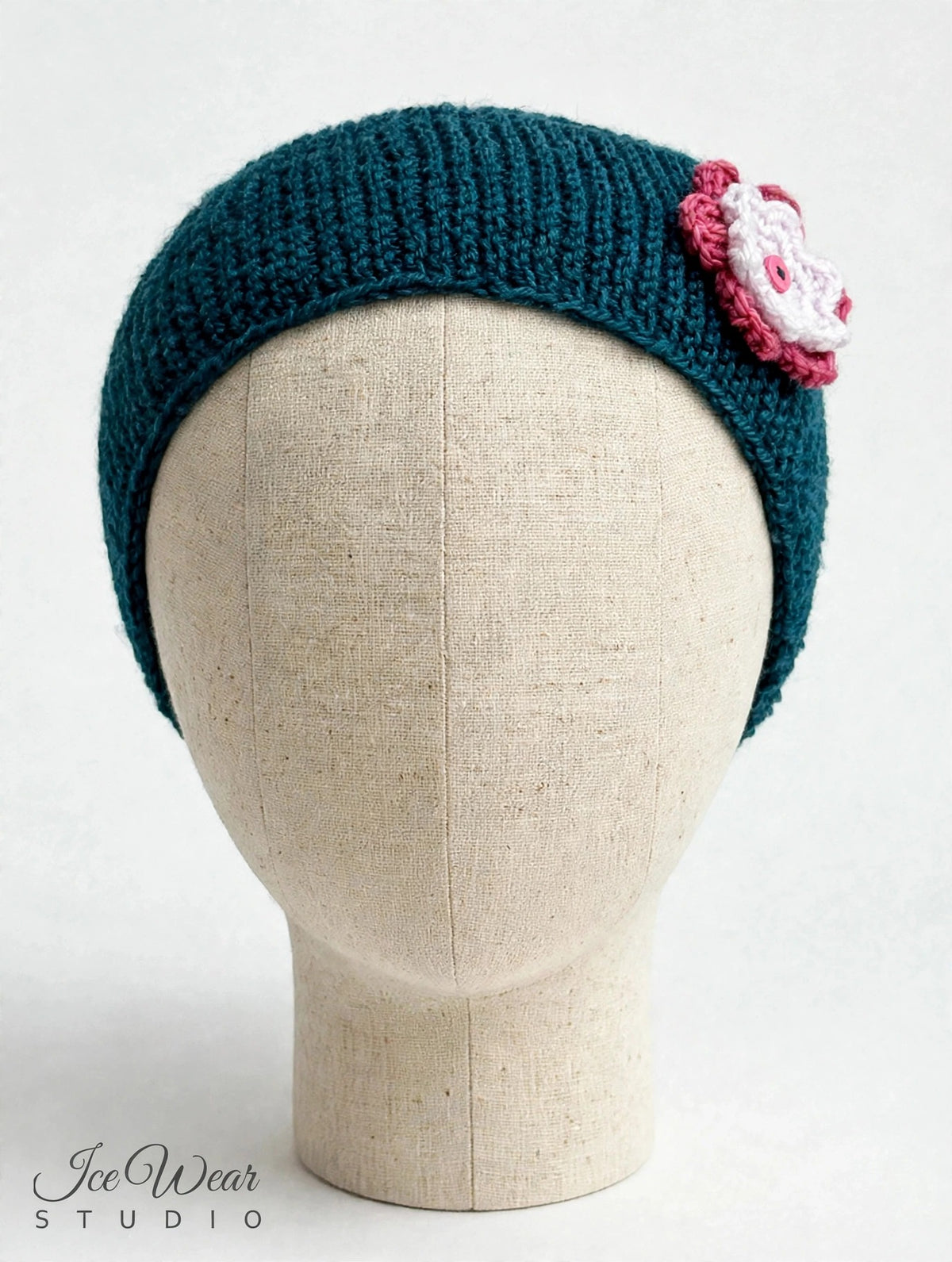 Kids Dark Teal Crochet Flower Headband