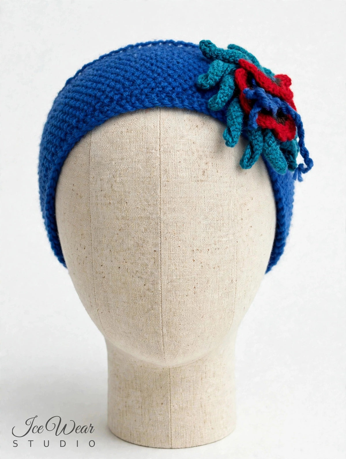 Kids Royal Blue Crochet Flower Headband