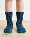 Kids' Black and Turquoise Marled Knit Socks