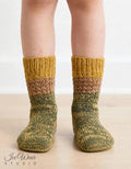 Kids' Olive Marled Knit Socks with Mustard Cuff