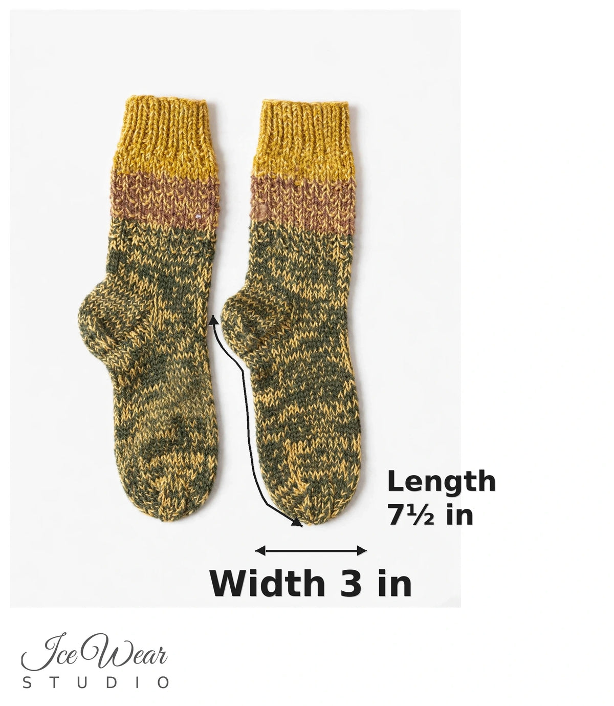 Kids' Olive Marled Knit Socks with Mustard Cuff