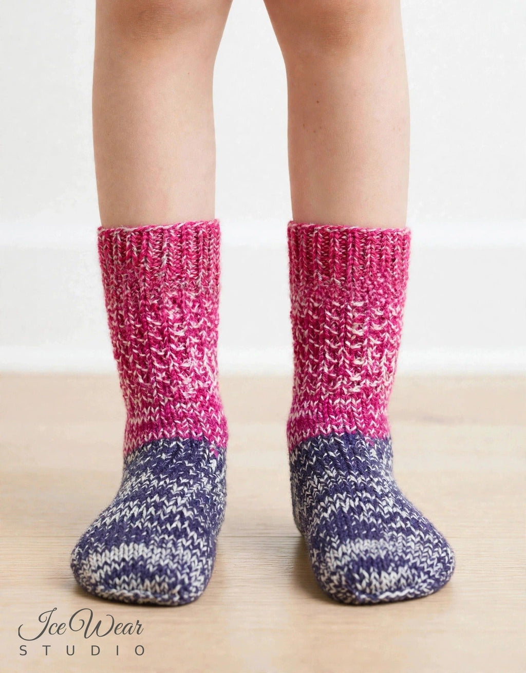 Kids' Magenta and Navy Marled Knit Socks